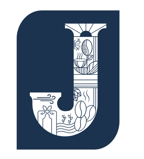 Jarwan Specialty Coffee logo with a stylized letter 'J' on a white background
